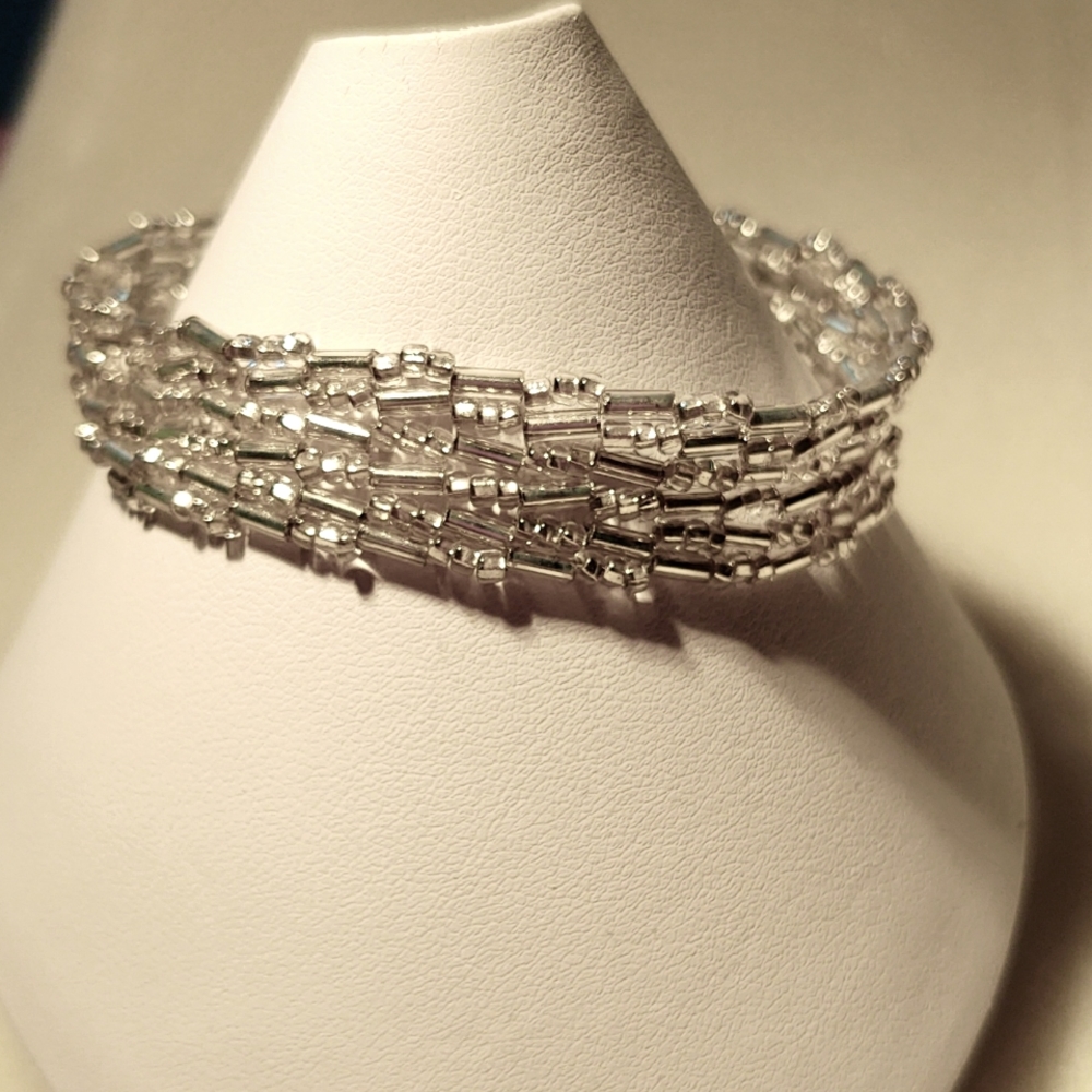 Silver Bracelet handmade glass beads